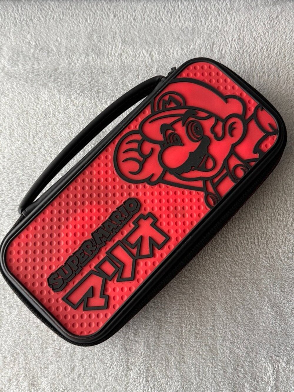 Nintendo Switch Case SUPER MARIO マリオ Kana 3D Zipper Red Game Slots Padded